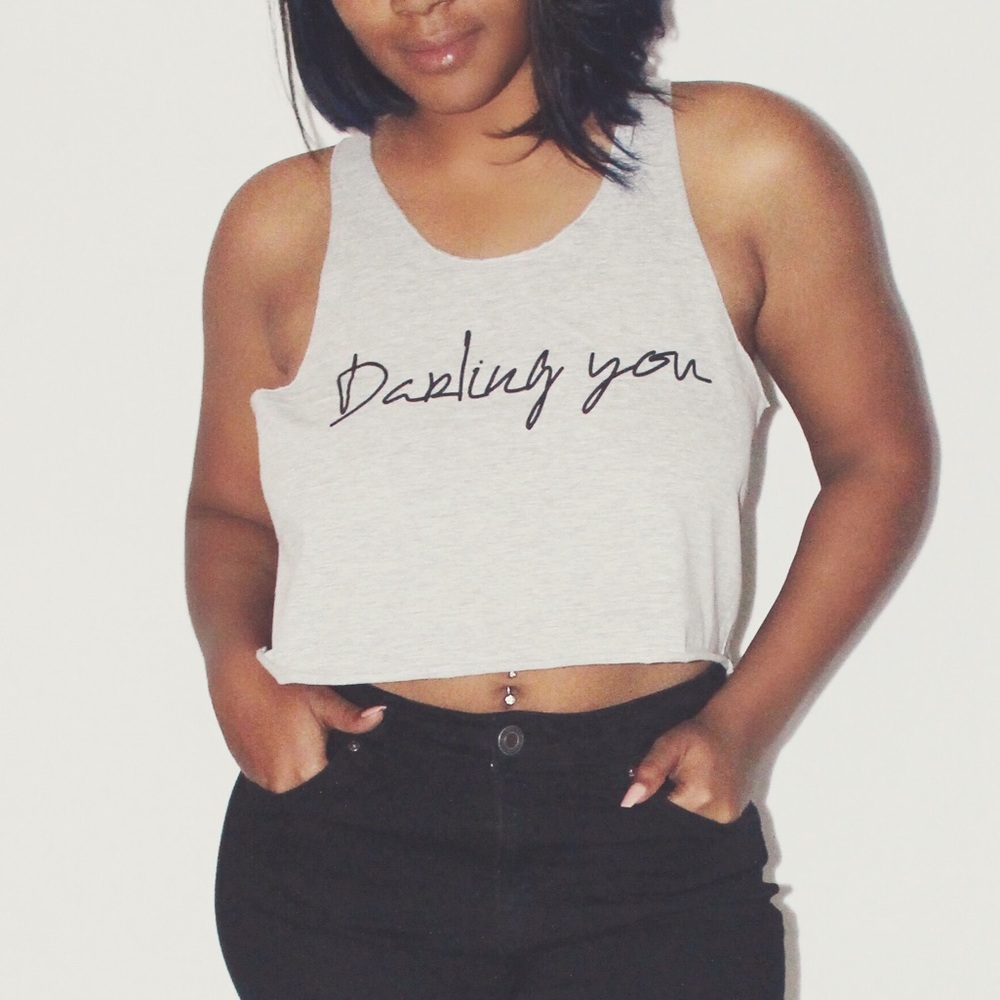 *NEW “darling you” gray crop top